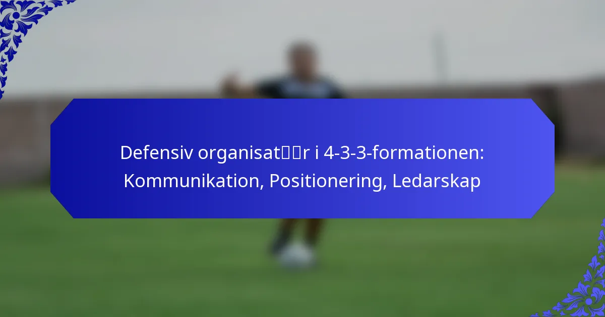 Defensiv organisatör i 4-3-3-formationen: Kommunikation, Positionering, Ledarskap