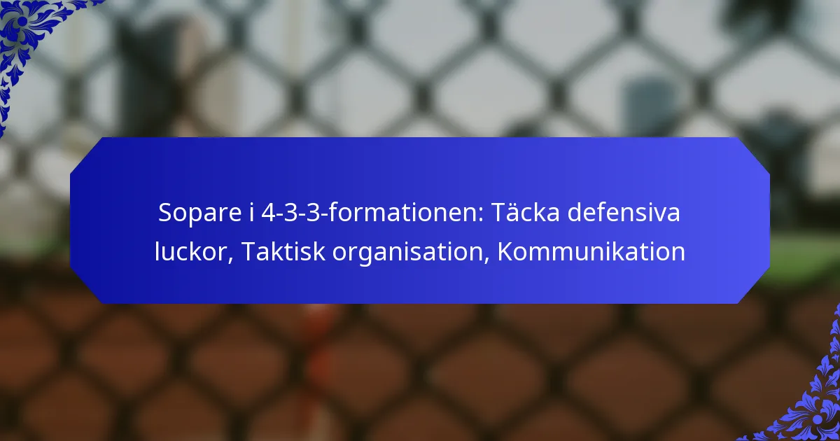 Sopare i 4-3-3-formationen: Täcka defensiva luckor, Taktisk organisation, Kommunikation